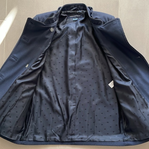 French Connection wool navy coat/jacket with black piping - Picture 17 of 17